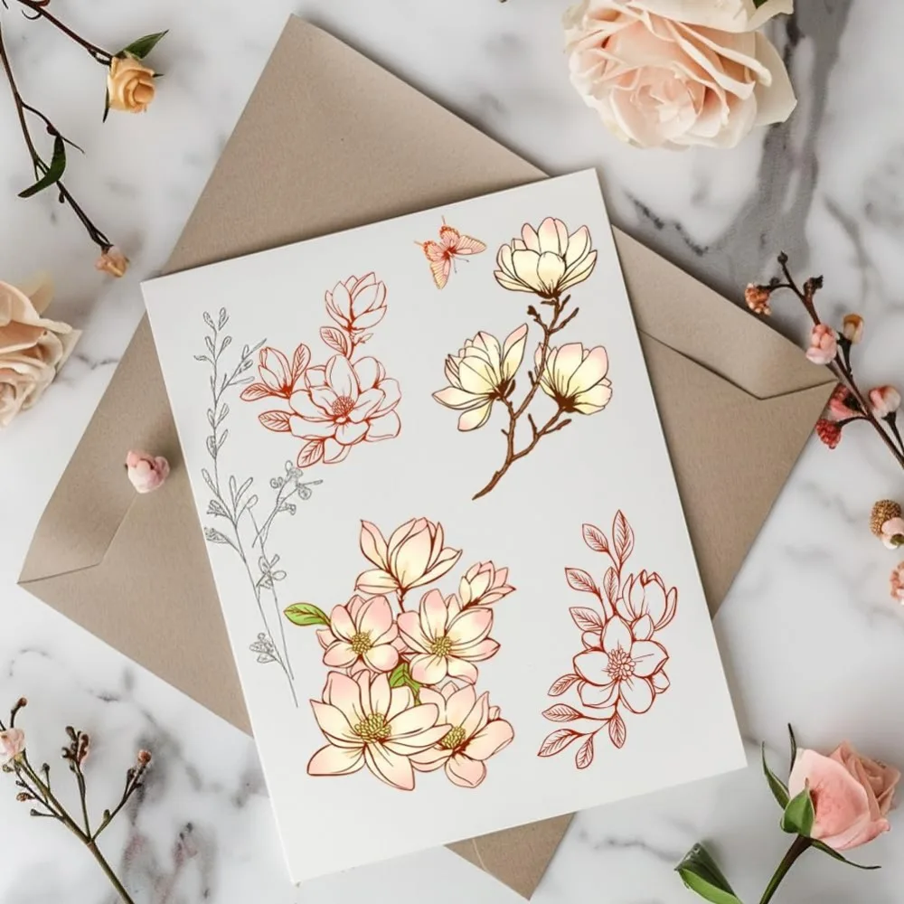 1pc Magnolia Flower Clear Stamps Plants Transparent Silicone Stamps for Crafting Card Album Decoration Embossed Paper Crafts