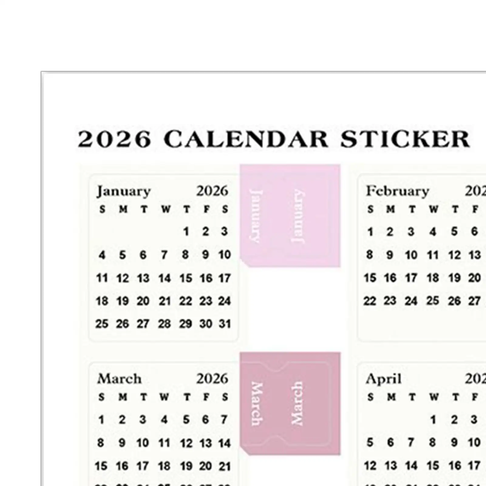 

Monthly Stickers for Planners 2 Pieces 2026 Sticky Tabs Calendar Journaling Stickers Colorful Labels for School Office Journal