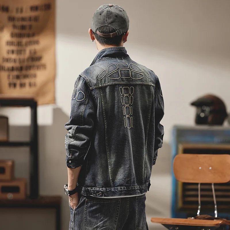 Autumn And Winter Denim Jacket Men's Loose Retro Tooling Jacket