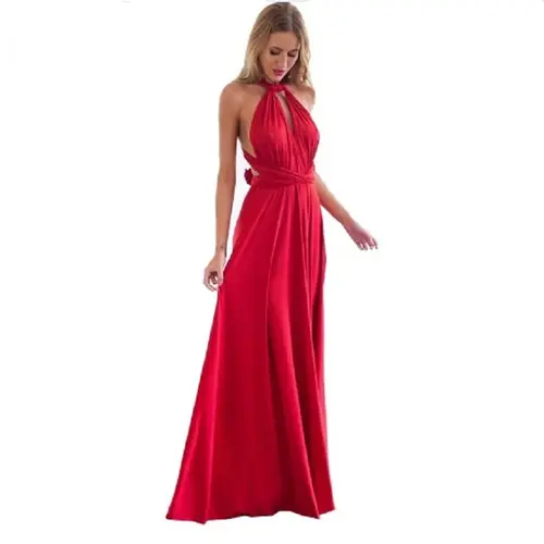 Sexy mujer Multiway Wrap Convertible Boho Maxi Club rojo vendaje vestido largo fiesta dama de honor Infinity Robe Longue Femme