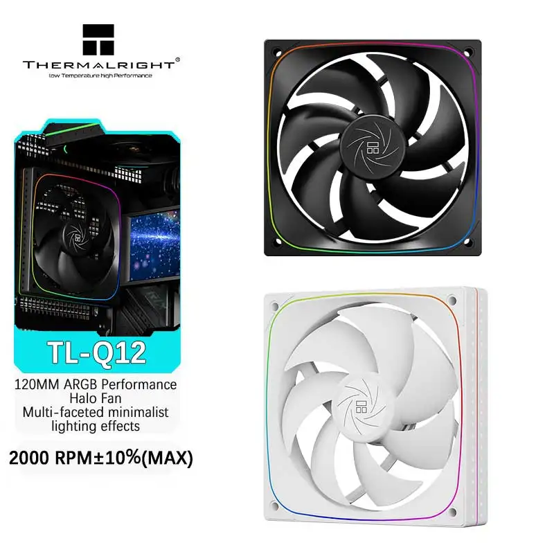 

Thermalright TL-Q12 120 мм PWM/ARGB Performance Halo Fan Многогранный минималистичный световой эффект S-FDB подшипники Корпусные вентиляторы