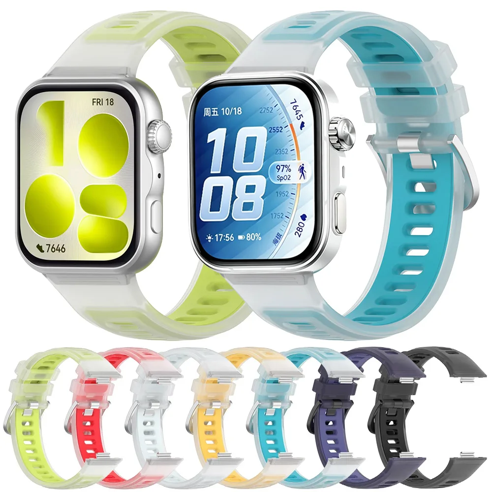 Durchscheinendes Jelly-Silikonarmband für Huawei Watch Fit 5 4 3, verstellbares Armband, Uhrenarmband für Huawei Watch Fit 5 Pro Fit 4 Pro