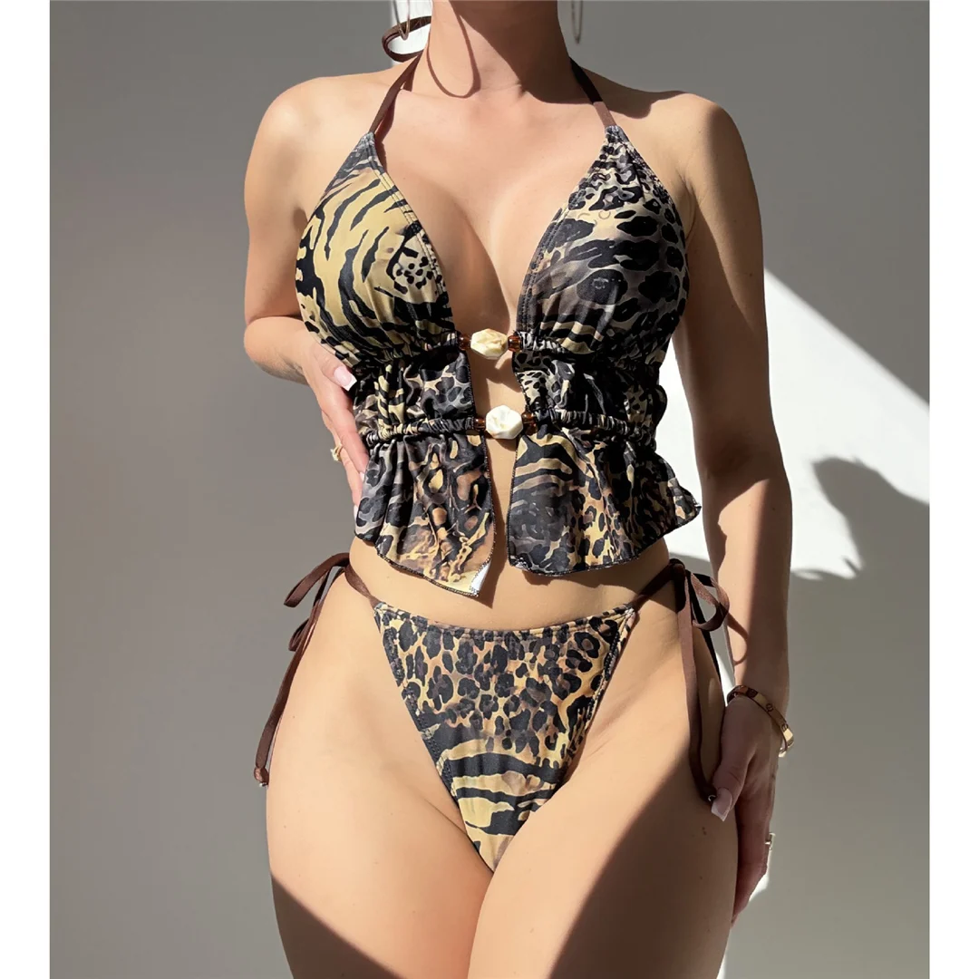S - XL Bedruckter Tankini-Bikini, Damen-Badeanzug, zweiteiliges Bikini-Set, gepolsterter Badeanzug, Badebekleidung, Modell V7483. – Detail 5