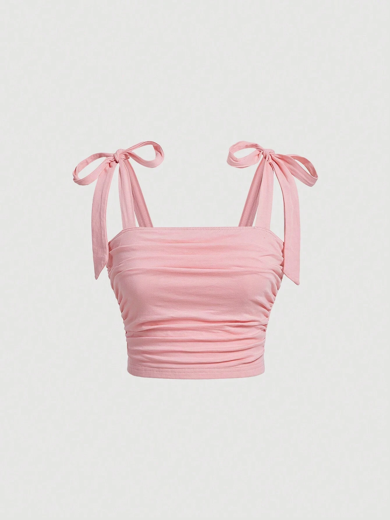 

Solid Tie Shoulder Ruched Wide Strap Slim Fit Crop Top for Women Summer 2024 Y2K Clothes Pink Backless Cami Top Streetwear