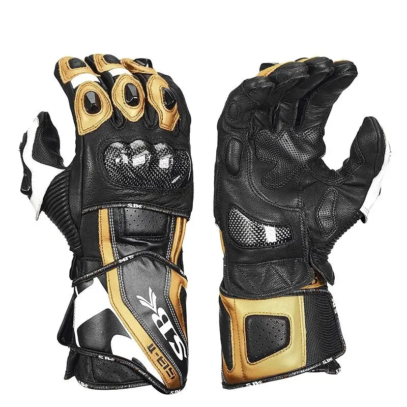 Мотоциклетные перчатки для верховой езды SBK, перчатки из углеродного волокна для конкурентоспособной защиты на все пальцы, перчатки из воловьей кожи, Нескользящие износостойкие перчатки