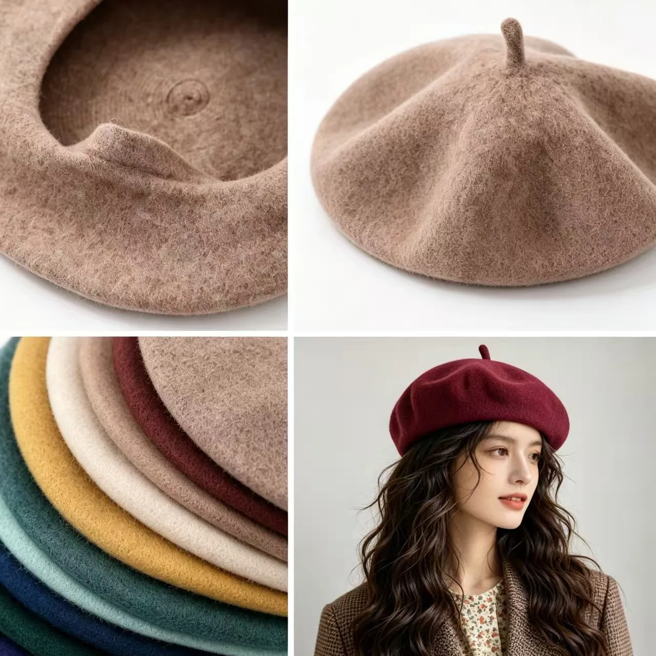 A Solid-Color Wool Beret for Women – Warm for Autumn and Winter, Versatile with French Fashion Flair, and an Ideal Gift for Frie