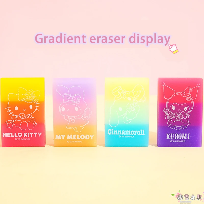 Sanrio Box Eraser Cartoon Cute High Appearance Level Student Stationery Gradient Creative Eraser Learning Wholesale Girl Gifts