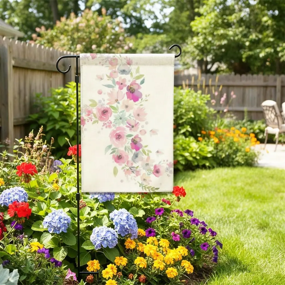 Garden Flag 28X59 Inch Double Sided, Green Red Purple Orange Flower Yard Banner For Outside Porch Decor, House Flags Outside AAS