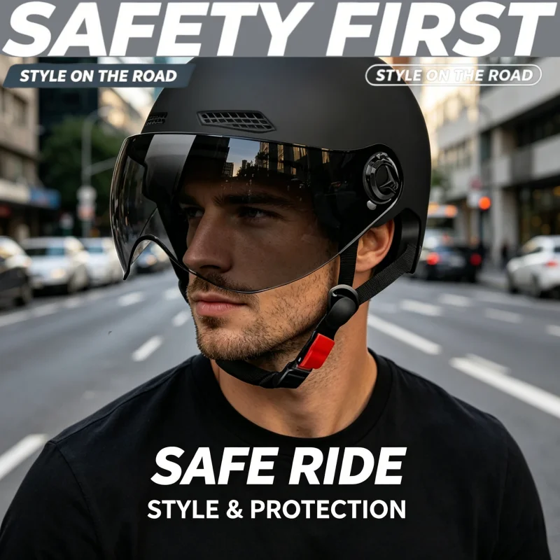 Casque de vélo électrique certifié 3C pour adultes, unisexe, pour scooter et moto, demi-casque, équipement de sécurité, parfait pour la conduite urbaine