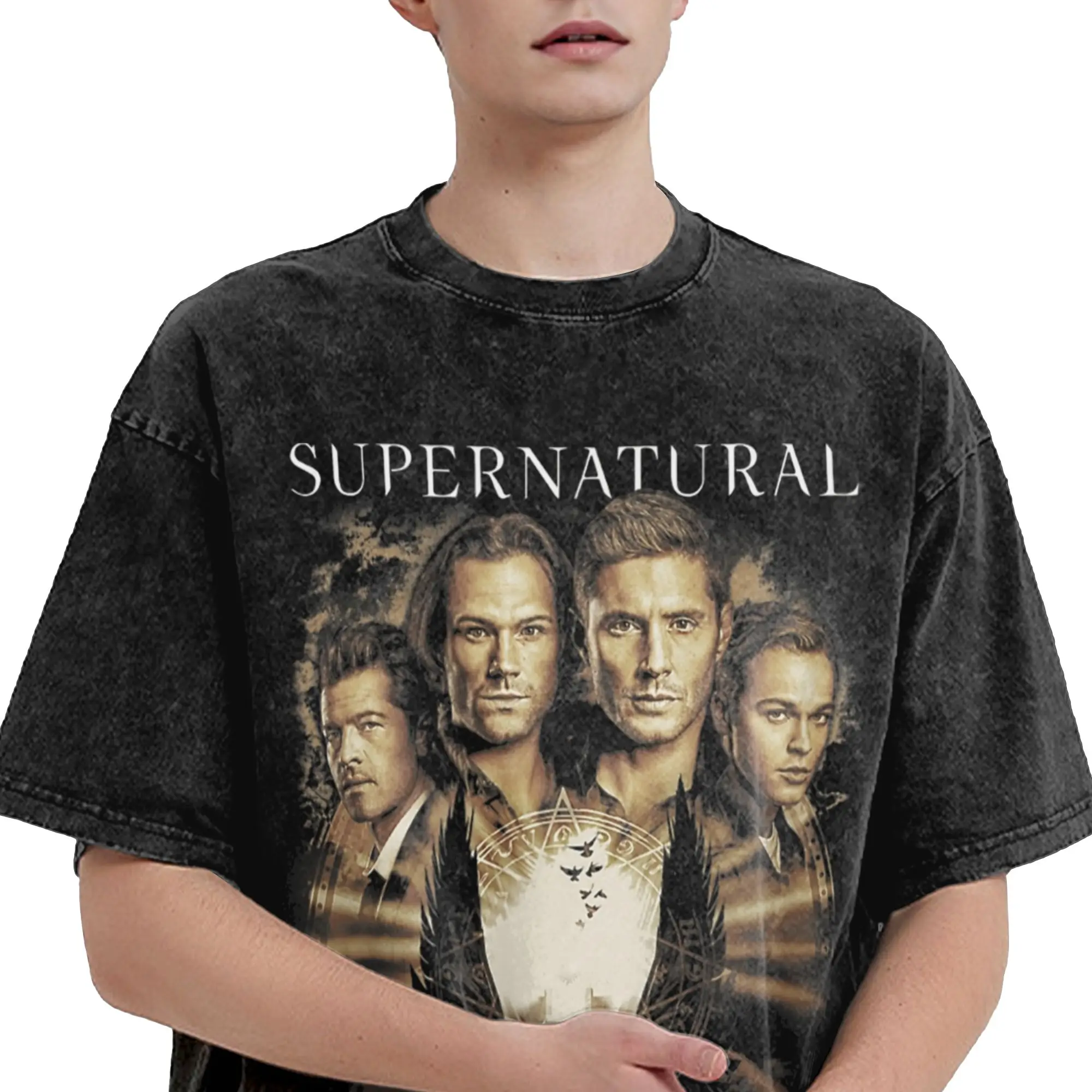 Supernatural Group  Merch Washed T Shirts Men Women Streetwear Hip Hop T-Shirt Summer  Tees Short Sleeve