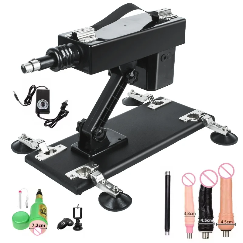 Automatic Hand-Free Sex Machine for Women with 3XLR Dildos Attachments Telescopic Masturbation Toy with Suction Cups for Men