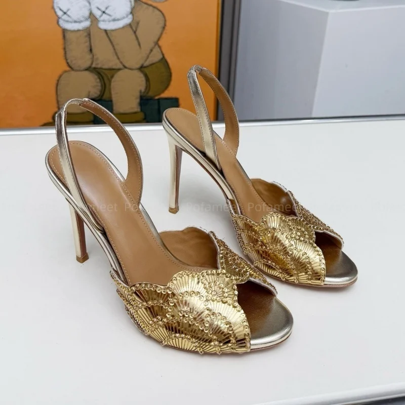 

Новые пикантные женские босоножки на высоком каблуке, туфли-лодочки с открытым носком, элегантные красочные туфли на шпильке со стразами, вечерние туфли, женские сандалии