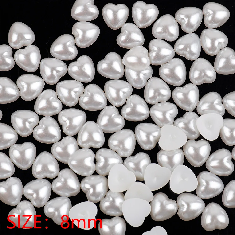 6/8/10/12mm  Heart  Flatback Beads Pearl Bead  For DIY Crafts Garment Bag Shoe Nail Art /Eyes  Decoration A0210