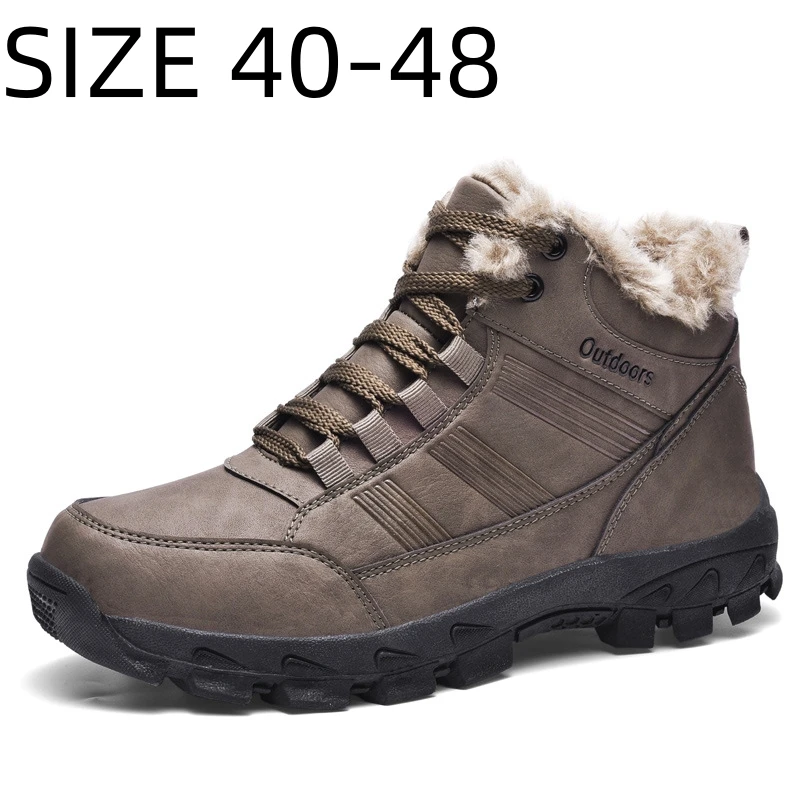 

New Winter Men Boots Keep Warm Waterproof Non-Slip Plush Men Ankle Boots Outdoor Men Casual Sneakers Big Size 40-48