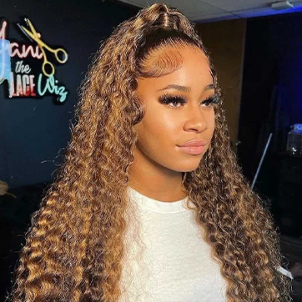 30 40 Inch Hd Lace Wig 13x4 Human Hair  Ombre Highlight Deep Wave Lace Front Wigs Human Hair P4/27  Pre Plucked With Baby Hair