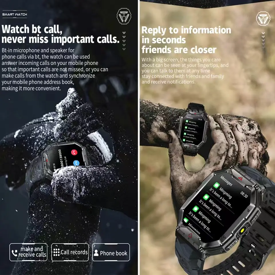 2025 جديد ساعة ذكية للرجال 360*360 HD شاشة تعمل باللمس الرياضة مقاوم للماء Smartwatch مراقبة الصحة بلوتوث دعوة الساعات الذكية