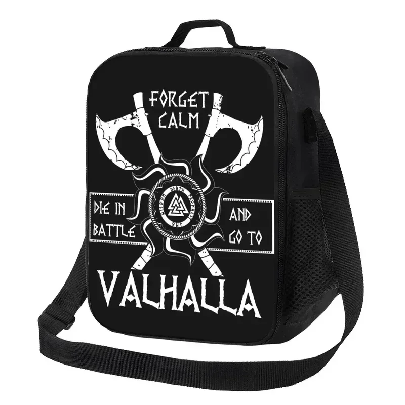 

Custom Die In Battle And Go To Valhalla Lunch Bag Men Women Thermal Cooler Insulated Box for Adult Office