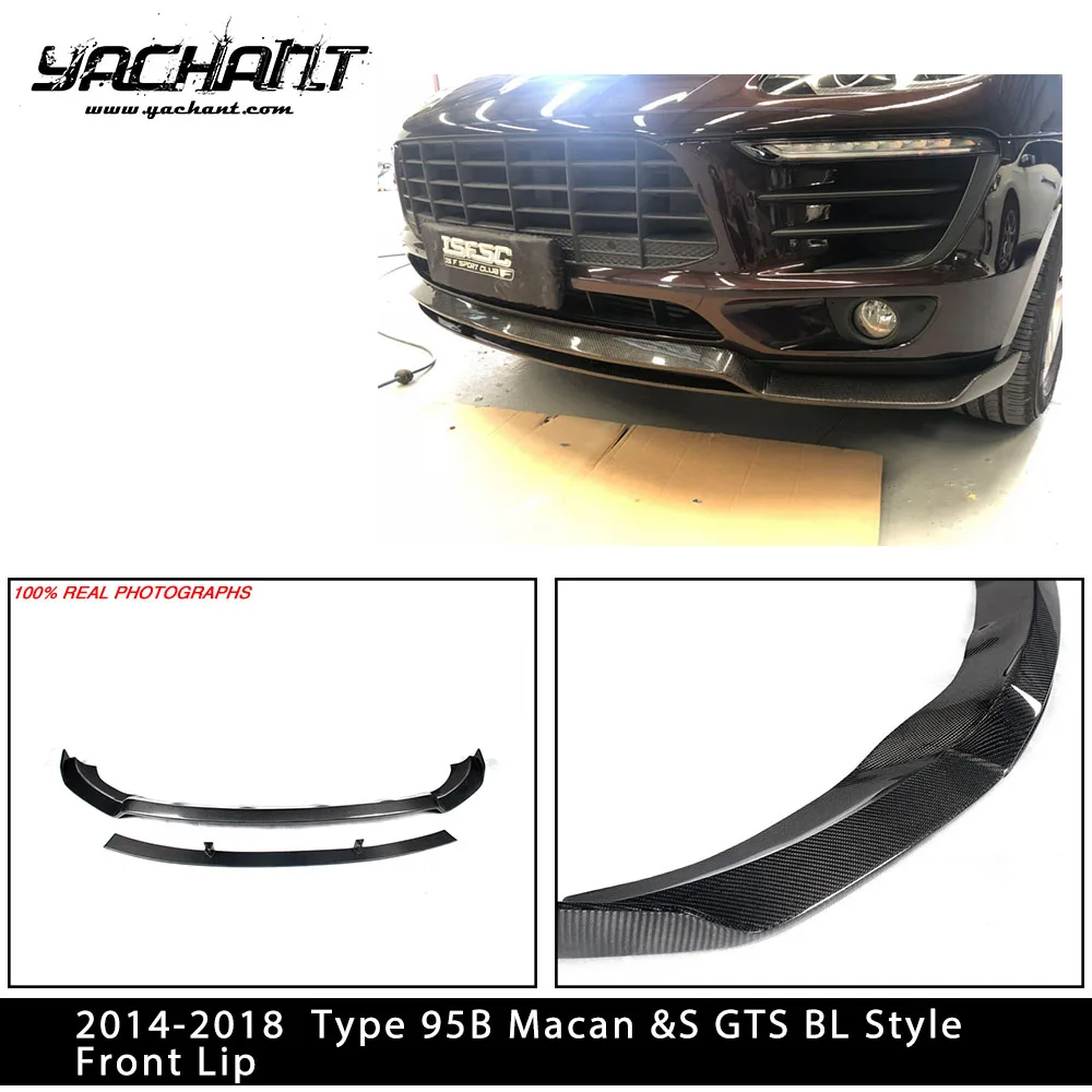 Car-Styling Accessories Carbon+ Fiber Glass CFRP Front Lip BL Style For 2014-2018 Type 95B Macan &S