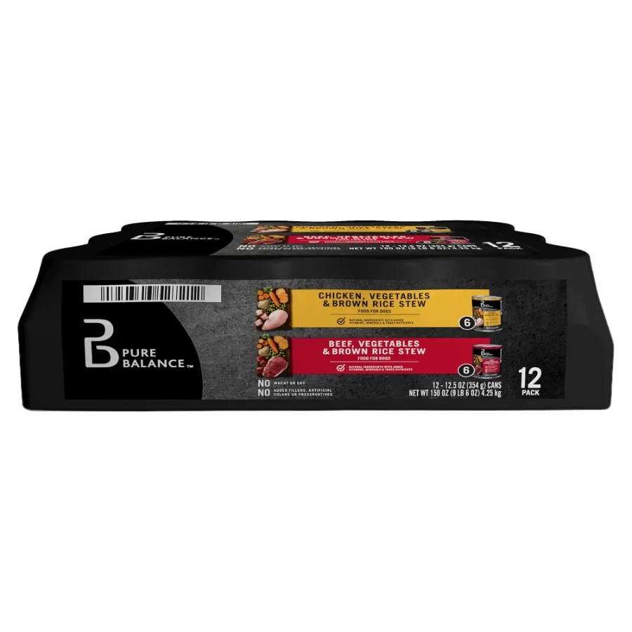 Alimento húmedo para perros, surtido de carne de res y pollo en salsa, lata de 12.5 oz, paquete de 12 unidades