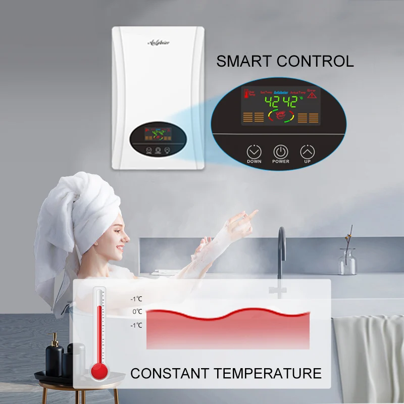 8kw سخان مياه كهربي فوري 220 فولت 380 فولت حار صغير ذكي ترموستات سخان مياه المرجل للمنزل