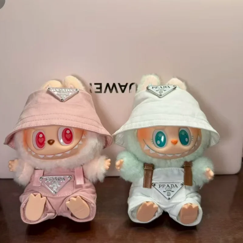 Para 15 17cm mini boneca de pelúcia roupas diy labubu ídolo boneca sentado festa calças trabalho roupas luxo festa jogo presentes acessórios