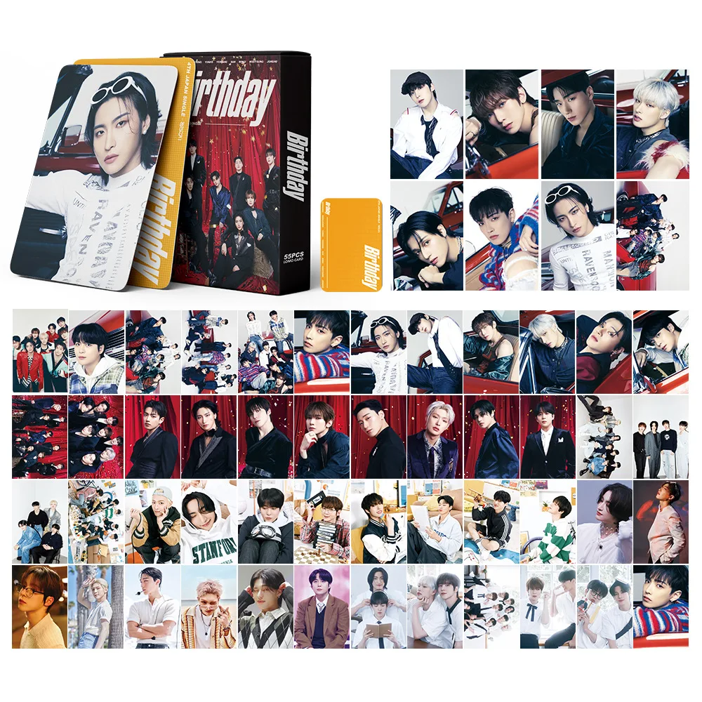 55pcs/Set Kpop ATEEZ 4th Japan Single Birthday Boxed Card High Quality HD Photo Korean Style LOMO Card Fans Collections Card