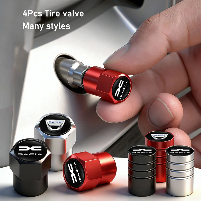 4 pçs 3d metal tampas da válvula do pneu do carro roda capa poeira para dacia duster logan sandero stepway dokker lodgy mcv 2019 primavera bigster