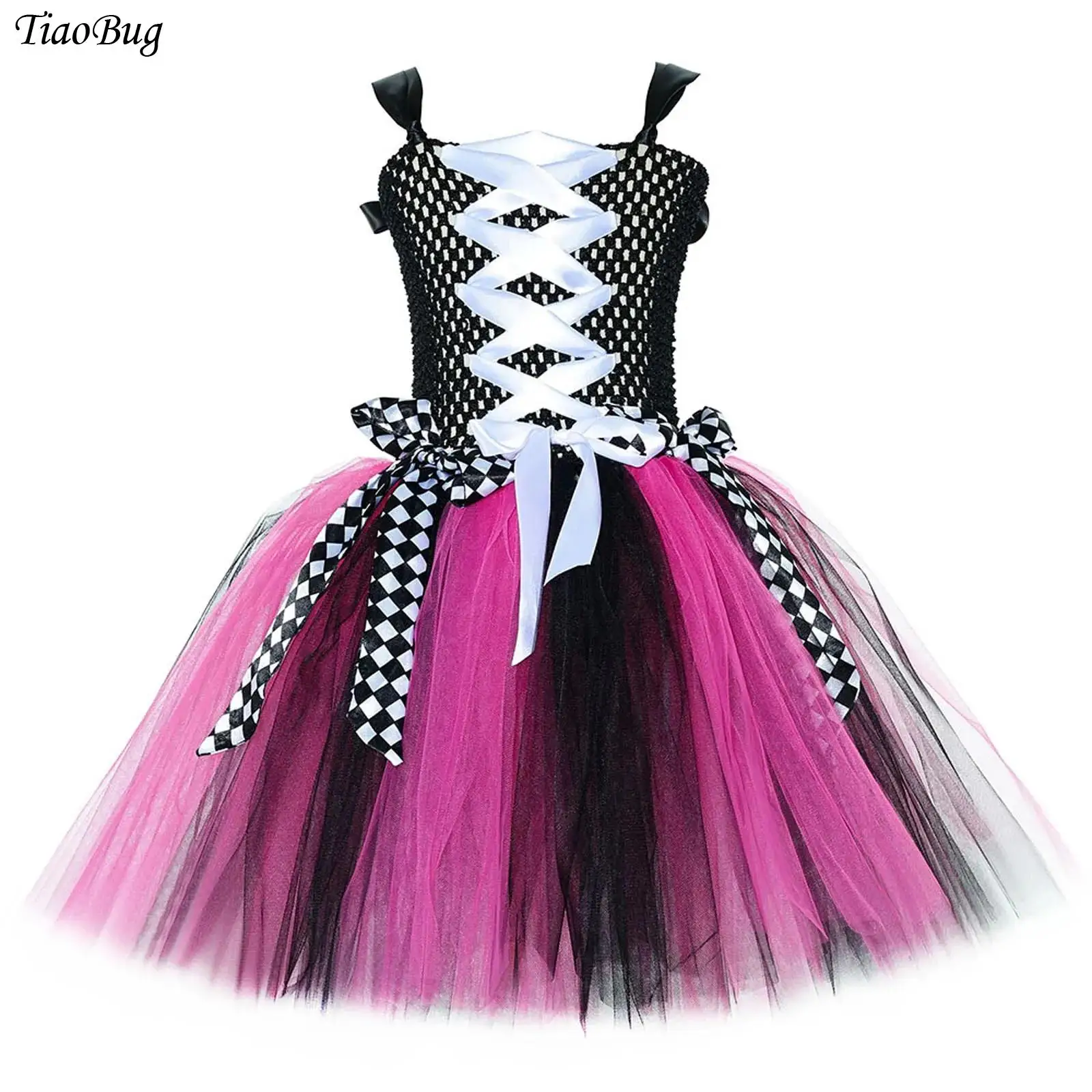 

Girls Halloween Pirate Cosplay Costume Lace-Up Puffy Mesh Ballet Leotards Tutu Dress with Skull Hat 4Pcs/ 6Pcs Pirate Dress Up