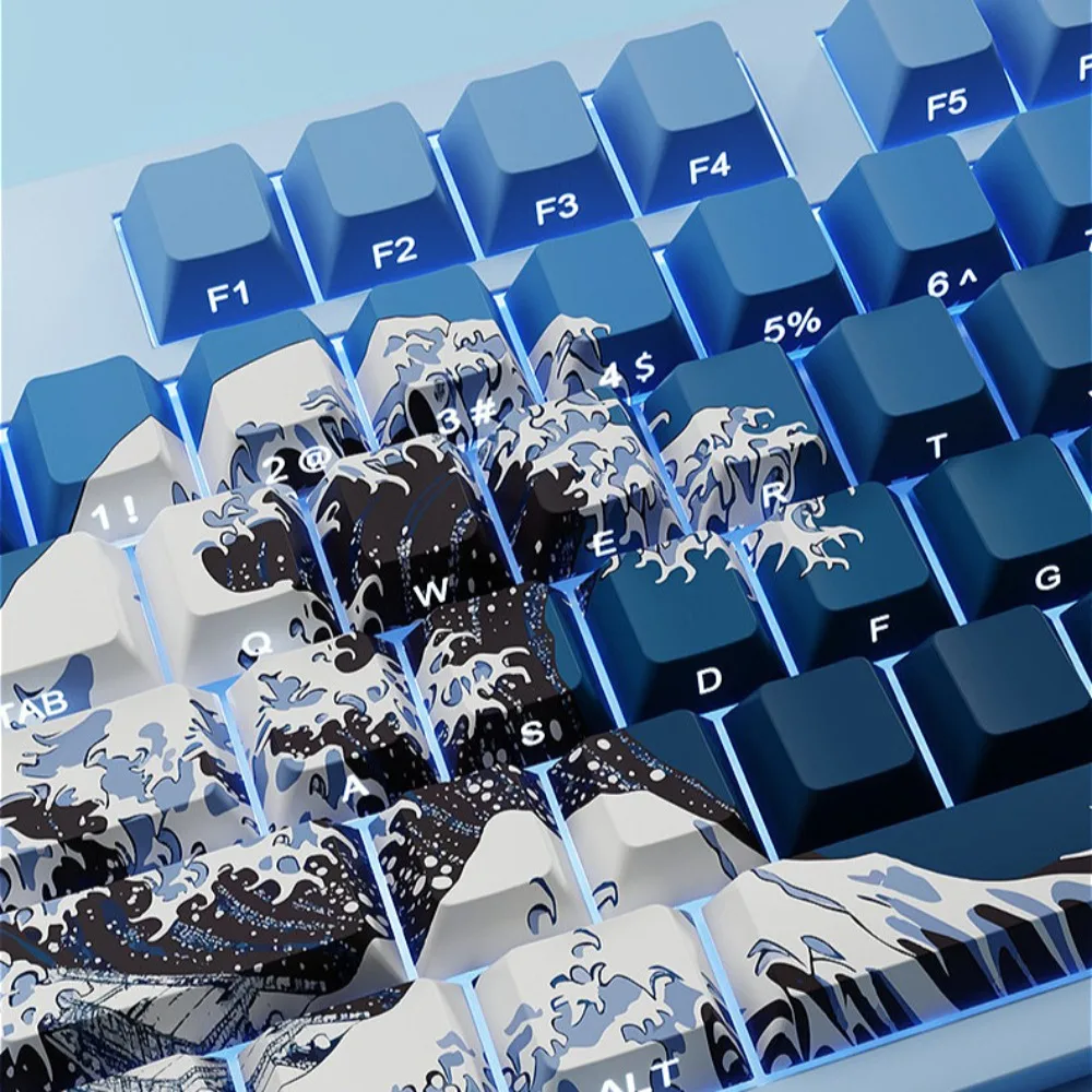 

Ukiyo-e, Cherry, Transparent Keycap PBT 68 Keys, Personality, Sublimation Adaptation Customized Mechanical Keyboard Accessories