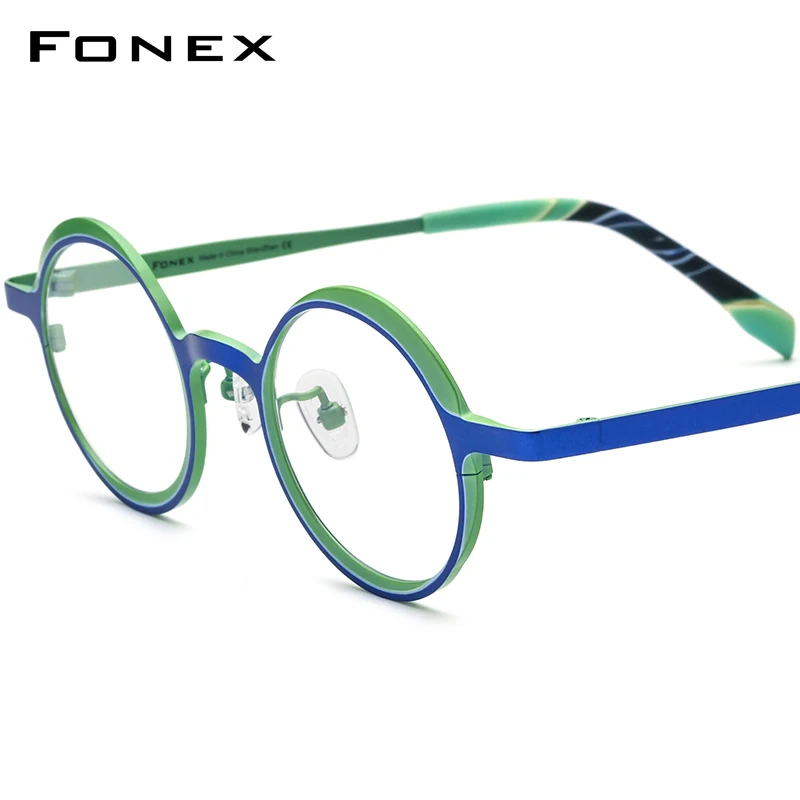 FONEX Pure Titanium Glasses Frame Women 2023 Men Fashion Colorful Round Eyeglasses Eyewear F85774