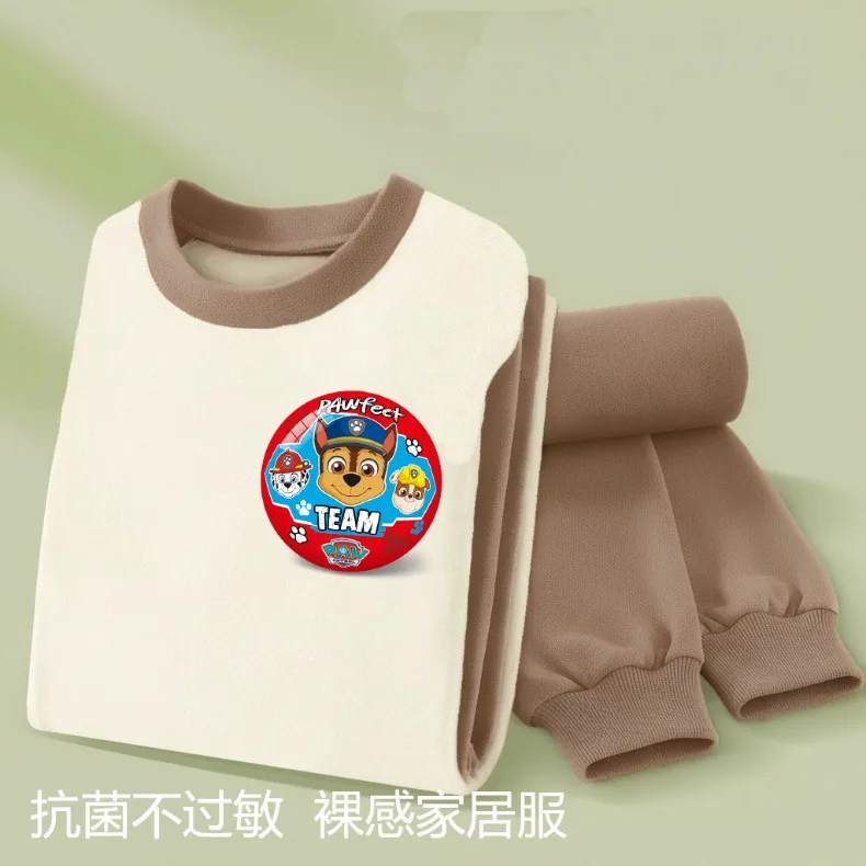 2026 Herbst Winter Kinder Mode Langarm-Unterwäsche-Sets Mädchen und Jungen Fleece Weiche Schlafanzüge Kinder Nachtwäsche – Detail 3