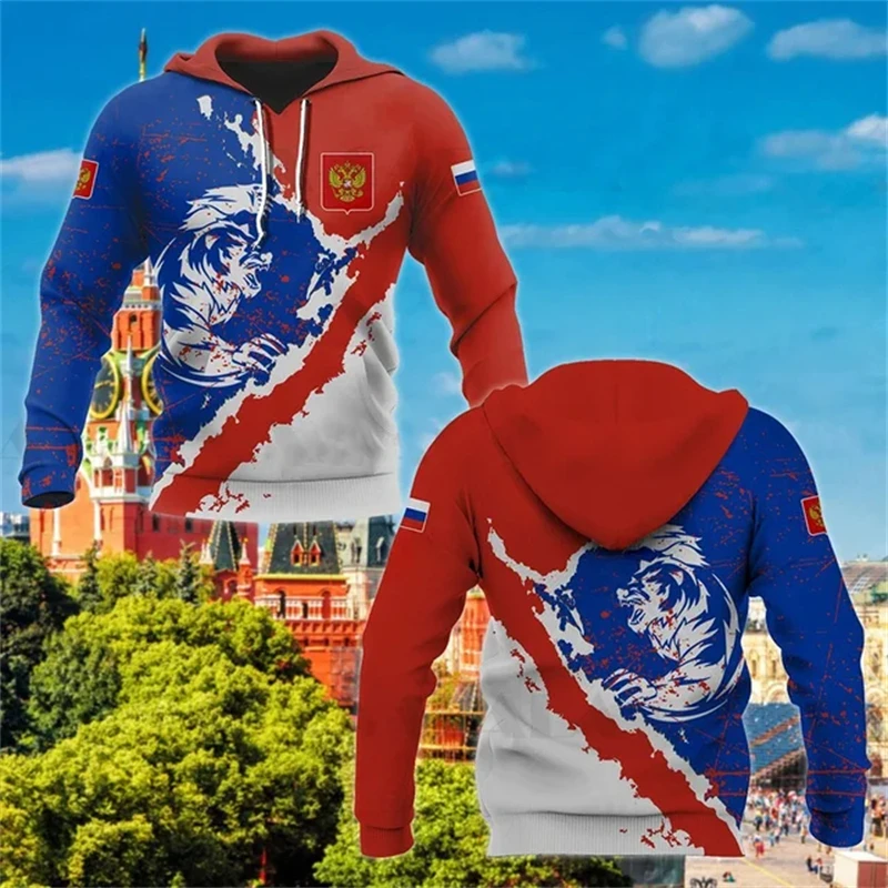 Russia National Emblem Camo 3D Print Graphic Sweatshirts Russian Camouflage Hoodies For Men Casual Sports Pullovers Tracksuit