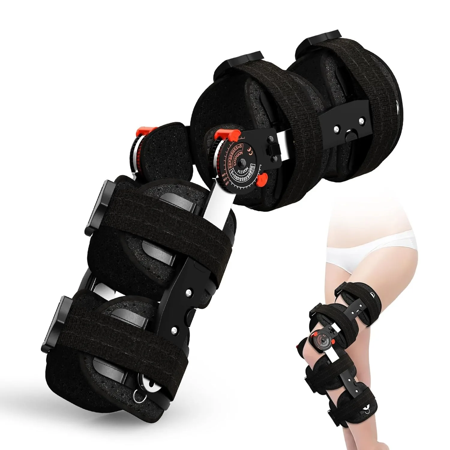 

LaseLocks Unloader Knee Brace, Hinged ROM Knee Brace Post OP Knee Immobilizer for ACL, MCL and PCL Injury, Orthopedic Rehab