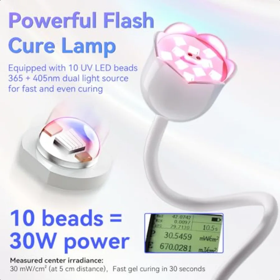 เครื่องอบเล็บยูวี: โคมไฟยูวีขนาดเล็กสำหรับเล็บเจล ยี่ห้อลูมิโนซ่า 30 วัตต์ แบบชาร์จไฟได้ พร้อมไฟแอลอีดี ตัวตั้งเวลา 4 ระดับ และเซ็นเซอร์อัตโนมัติ