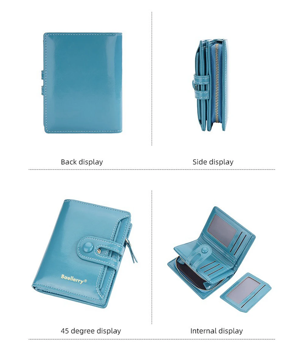 Damen-Geldbörse aus geöltem gewachstem Leder – Schnallenverschluss, vertikales Münzfach mit Reißverschluss und 6 Kartenfächern (Heritage-Design) – Detail 14