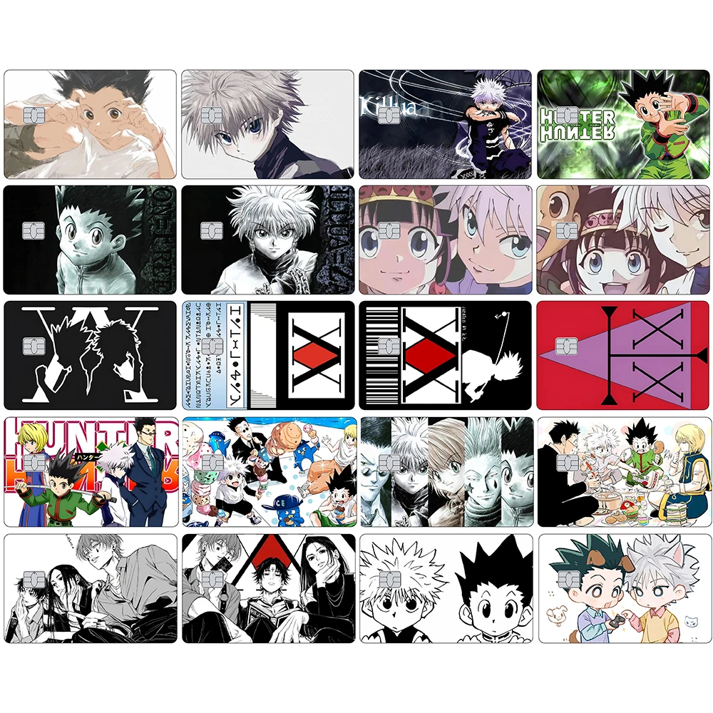 HUNTER×HUNTER أنيمي الكرتون بطاقة الائتمان ملصقات الجلد Killua غطاء بطاقة الترخيص ملصق رقاقة صغيرة الجانب الأمامي جمع الديكور #1