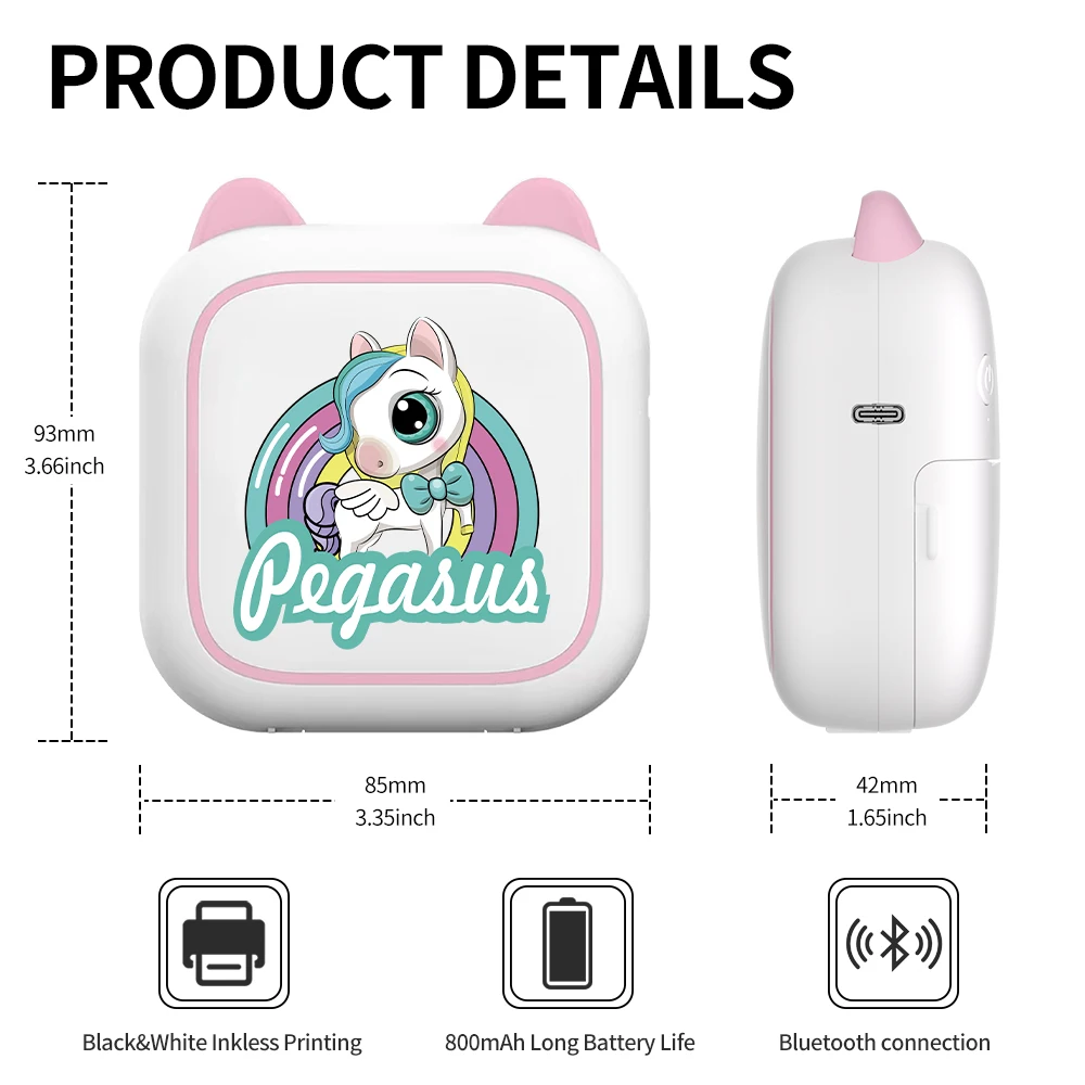 Portable Mini Photo Printer: Thermal Label Printer With USB Recharge, Wireless, Android/iOS Compatible, And 1 Roll Of Thermal Pa