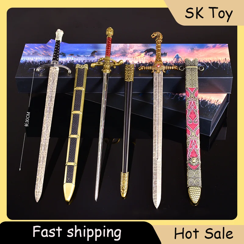 30 سنتيمتر لعبة عروش القرون الوسطى السيوف هدية صندوق طبعة Longclaw ، Oathkeeper السيف ، Arya الخياطة إبرة الحرف اليدوية حلية مجموعات #1