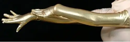 Femme bleu brillant métallique sexy gants fétiche unisexe zentai costume classique costumes d'halloween