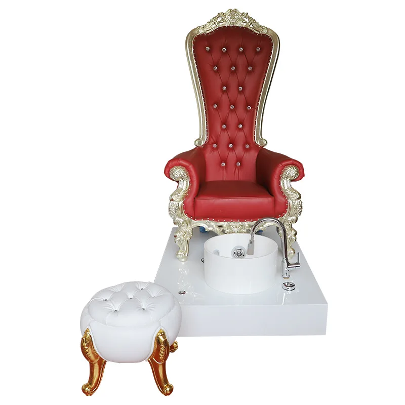 Salon Luxury Royal Throne Modern Pipeless Whirlpool System Foot Throne Spa Silver Frame Queen Pedicure Chair