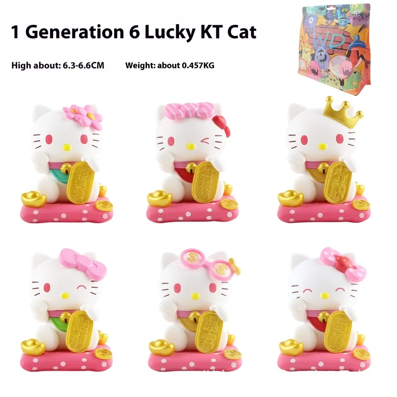 Sanrio Hot 1e Generatie 6 Stuks Kattenblinde Doos Cartoon Speelgoed Trendy Speelgoed Beeldjes Accessoires Maneki-Neko Serie Verjaardagscadeau