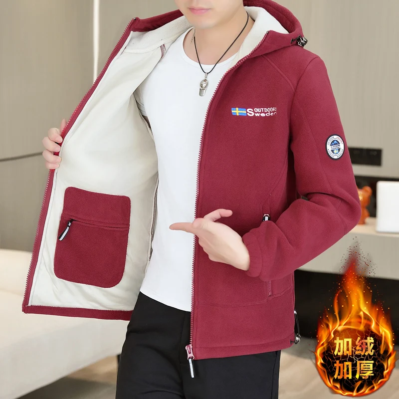 

Winter Fashion Trend With Thick Fleece and Warm Hooded Jacket For Men's Casual Loose Sports Plus Plus Large Size High-end Jacket