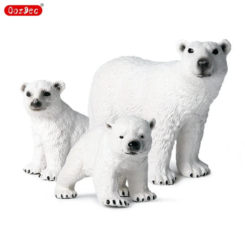 OozDec-figura de oso Polar de 3 piezas para niños, figura de Animal sólido realista, decoración, regalo de cumpleaños