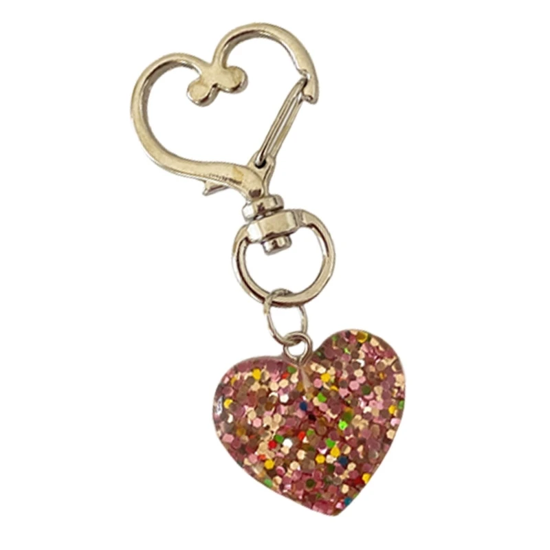 Candy Colored Heart Keychain Charm Eelgant Keyring Bag Pendant Key Holder Fashionable Resin Accessory for Keys and Bags