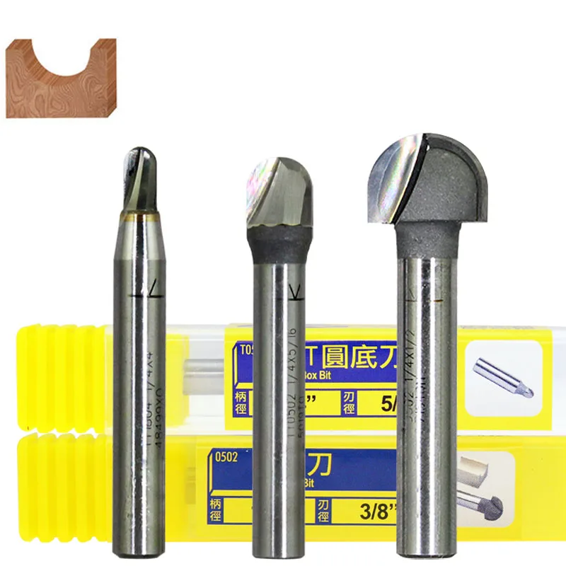 

1 PC Round Bottom Groove Milling Cutter Radius Ball Nose Woodworking Router Bit Semi-circular CNC Core Box Carbide Shank 6.35