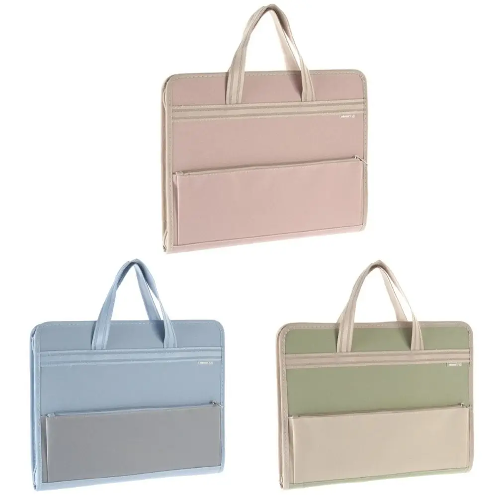 

13 Pocket Canvas Accordion Document Bag Large Capacity Retractable Accordion File Folder with Handle Portable