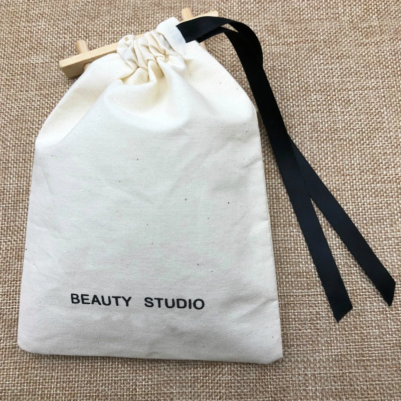 50PCS Cotton Gift Pouch Jewelry Bags Packaging Cosmetic Candy Wedding Party Makeup Drawstring Sachet Wrapping Supplly Print Logo