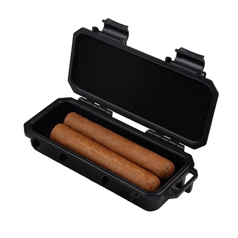 Premium 2 Stick Cigar Humidor Box, Waterproof Crushproof ABS Case with Protective Foam Suitable Outdoor business travel usage