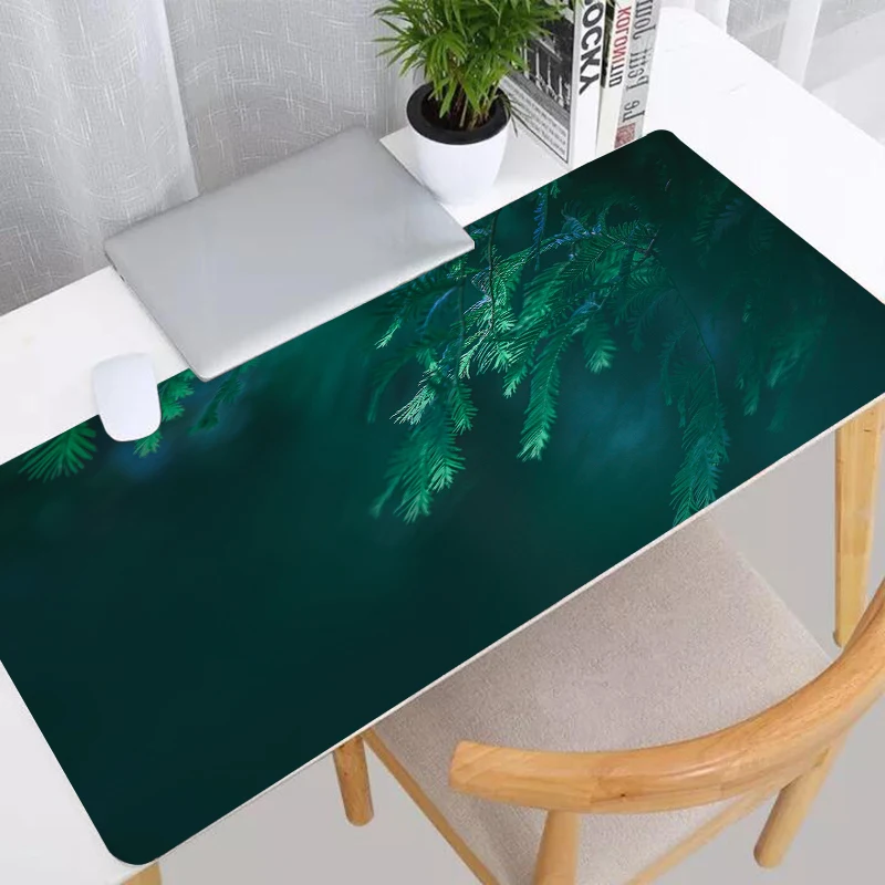 Green Leaf Mouse Pad Gamer HD Printing Desk Mat XXL 900x400 Mousepad Speed Soft Large Grande Keyboard Computer Rubber Carpet