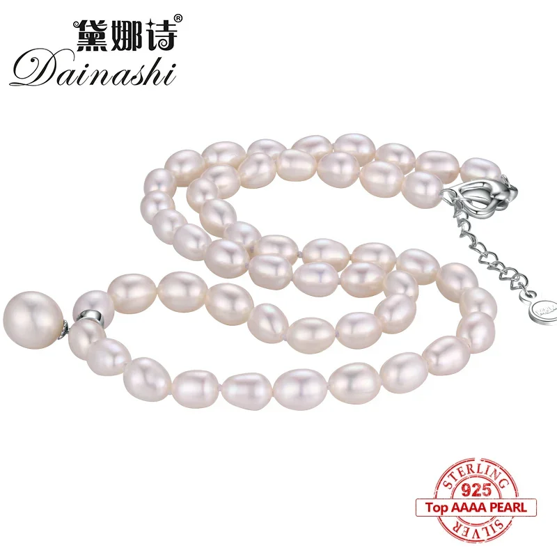 Dainashi 2019 925 Sterling Zilver Natuurlijke Zoetwater Parel Fijne Sieraden voor Vrouwen Elegante Oorbellen en Ketting en Armband Set